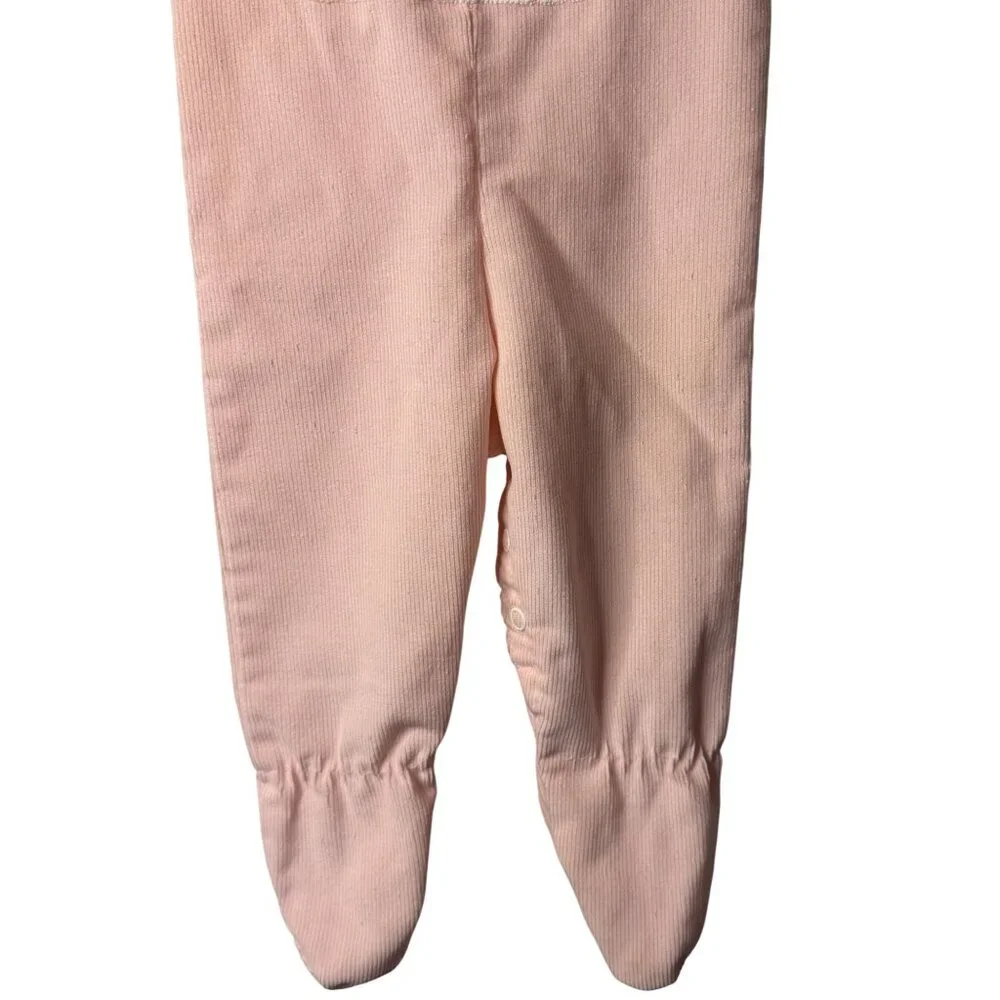 Vintage Buster Brown Baby Girl 3-6M Corduroy Overall Jumpsuit Fuzzy Bunny Rabbit